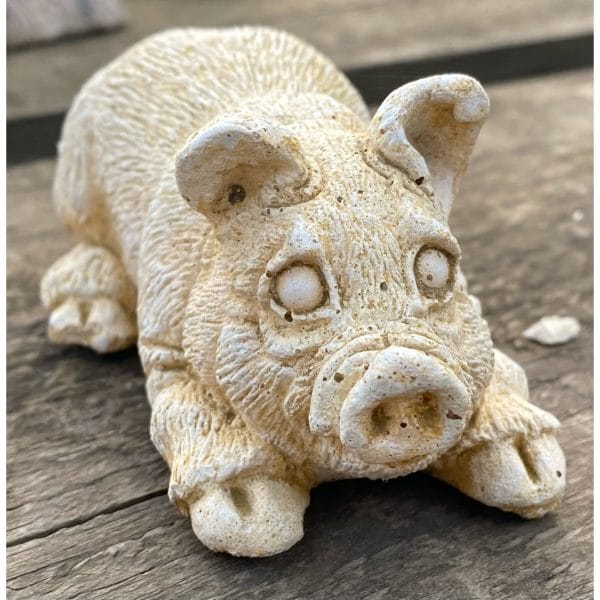 Pig Laying on Tummy Concrete Animal Statue