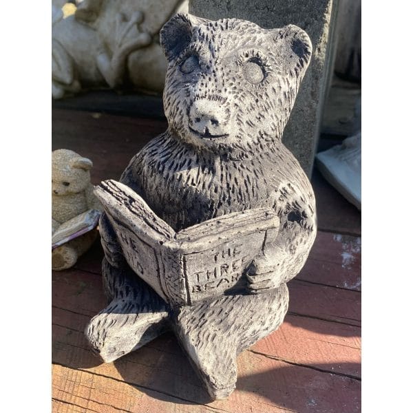 Bear with Book Concrete Statue 9638