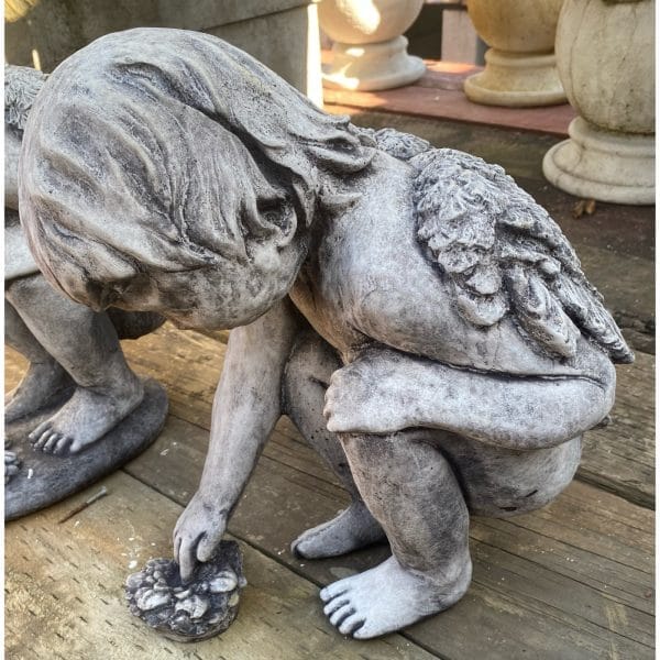 Curious Cherub Concrete Angel Statue 0229