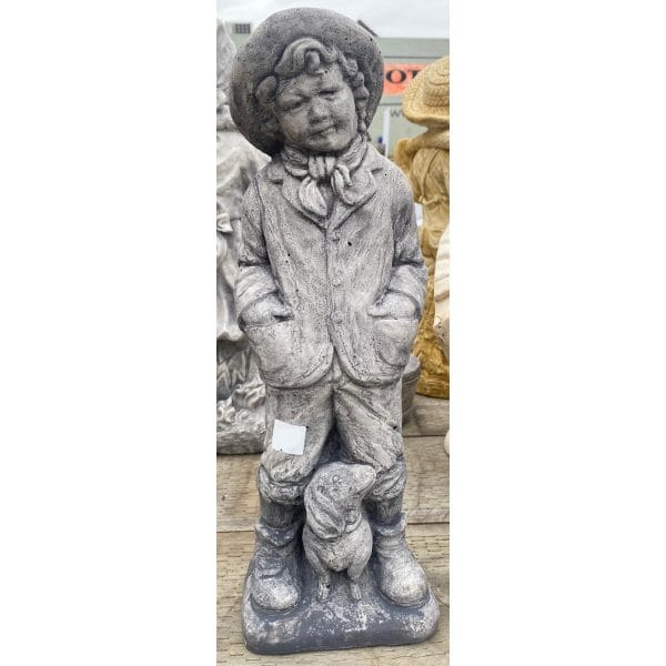 Boy and Dog Large Concrete Statue 0216