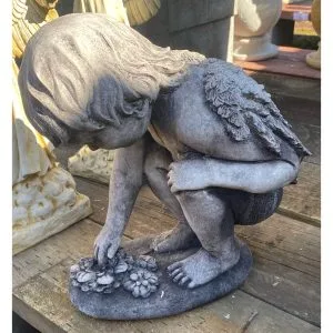 Curious Cherub with Base Concrete Angel Statue 1223