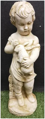 Boy with Rabbit Concrete Statue 0221