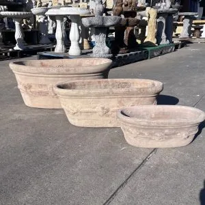 Oval Trough with Vine Antique Terracotta Garden Pot