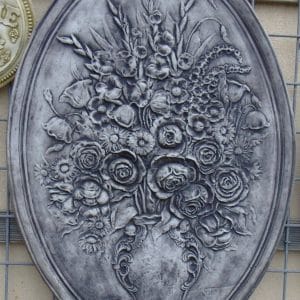 #2 - Large Vertical Flower Arrangement Concrete Plaque (grey)