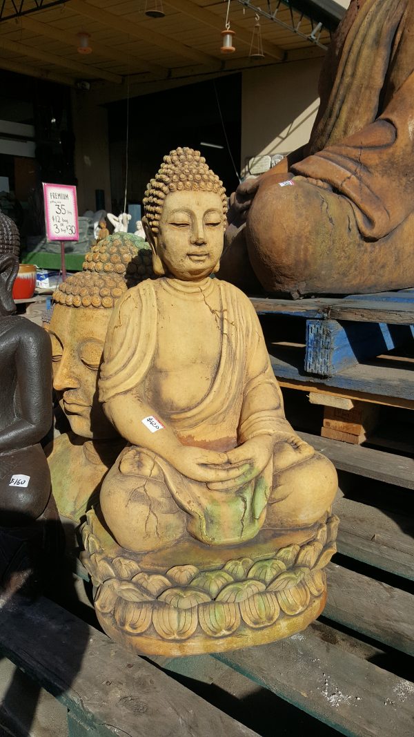 Thai Buddha on Oval Base Concrete Garden Statue