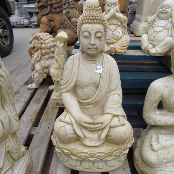 Thai Buddha on Oval Base Concrete Garden Statue