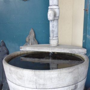 Pump and Wine Barrel Concrete Water Feature