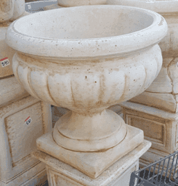 Deep Scalloped Concrete Urn
