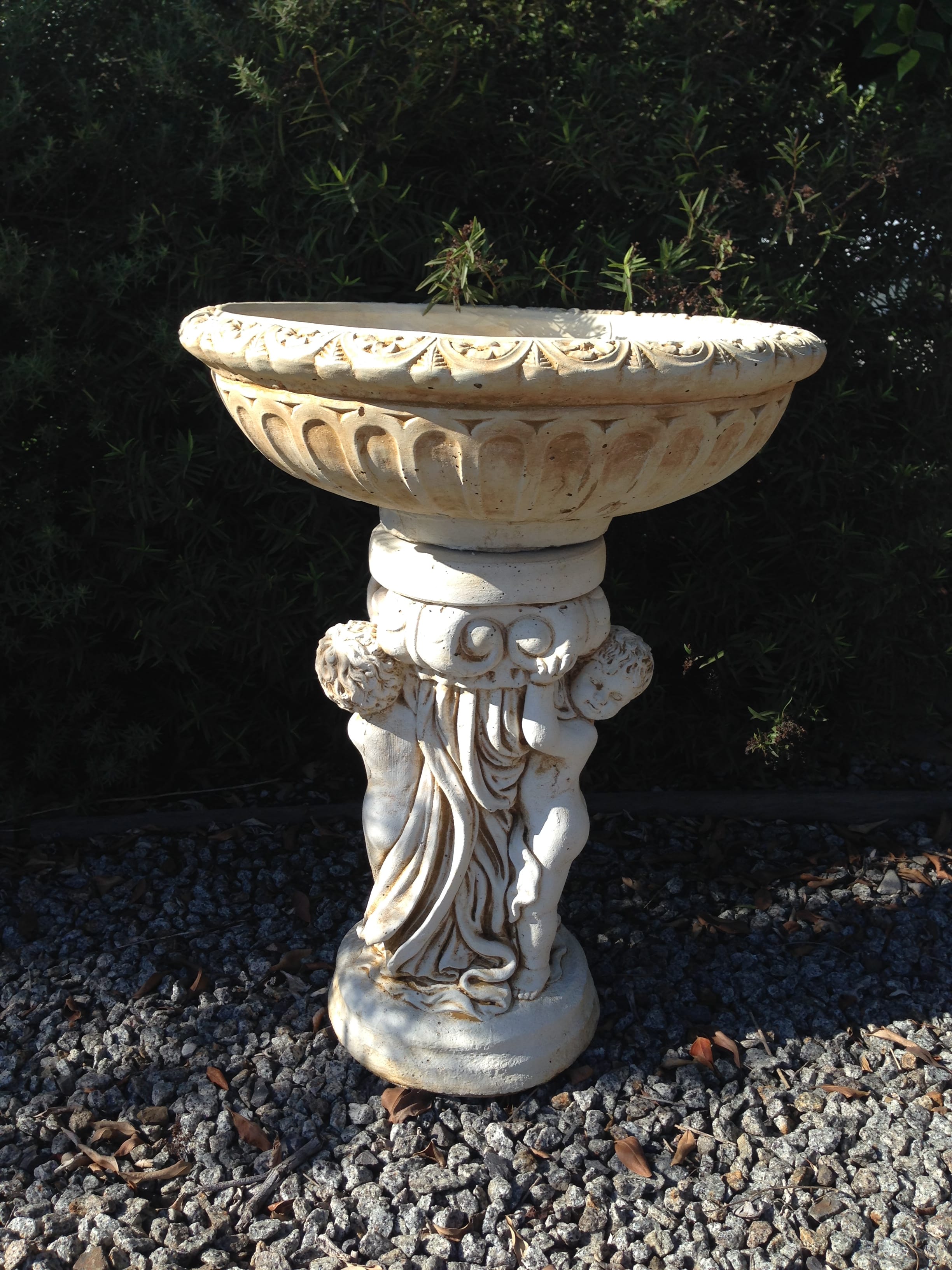 Three Cherub Concrete Birdbath (short) Wantirna Garden Ornaments and Pots