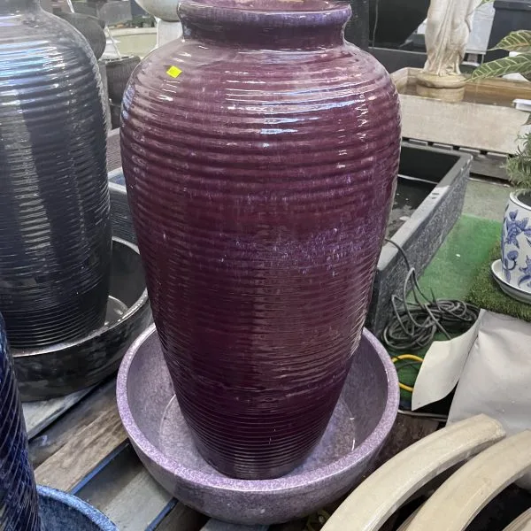 Ribbed Urn Glazed Fountain - Image 2