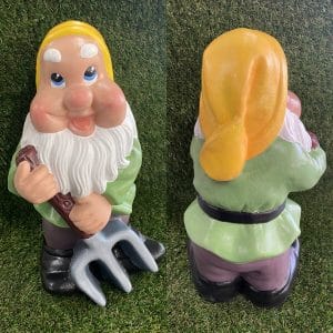 Gnome with Rake Concrete Garden Statue