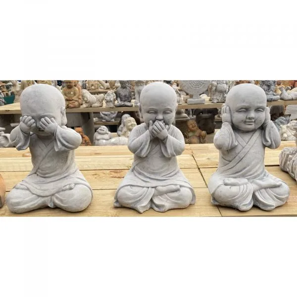 Hear, See or Speak No Evil Monks Concrete Garden Ornament Statue