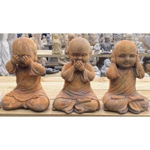 Hear, See or Speak No Evil Monks Concrete Garden Ornament Statue