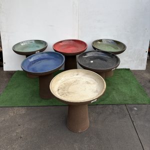 Graphite Mondo Glazed Birdbath