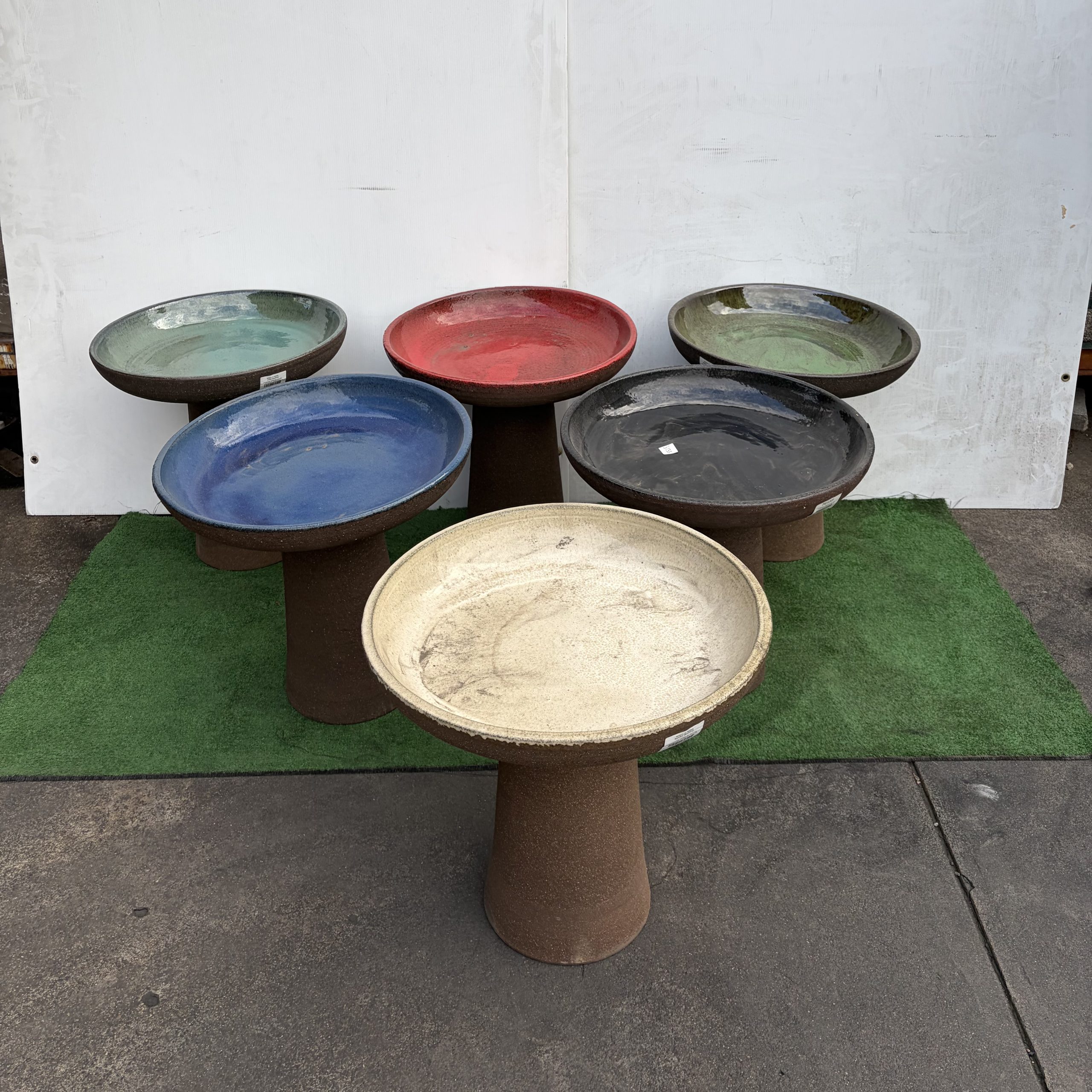 Graphite Mondo Glazed Birdbath