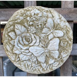 Butterfly and Rose Concrete Wall Plaque