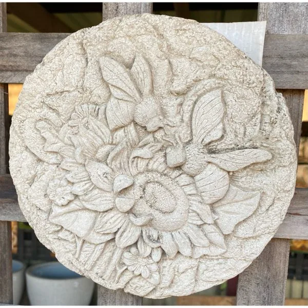 Sunflower and Bees Concrete Wall Plaque