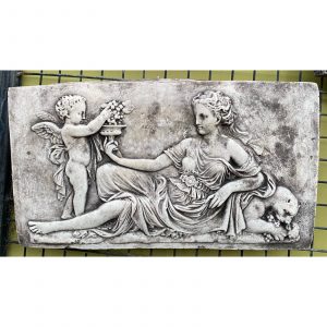 Greek Lady & Cherub Concrete Wall Plaque