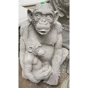 Chimp & Baby Small Concrete Garden Statue