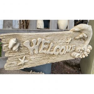 Dolphin Welcome Concrete Wall Plaque