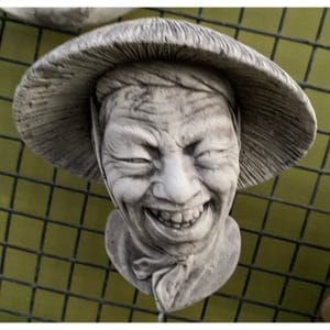 Chinaman Concrete Head Garden Ornament
