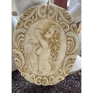 Lady with Parrot Concrete Wall Plaque