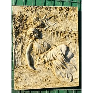 Lady and Two Small Cherubs Concrete Wall Plaque 0485