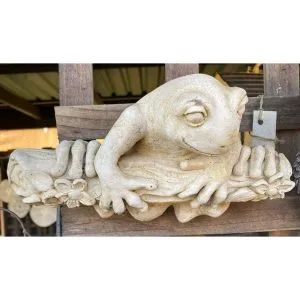 Frog on Branch Concrete Wall Plaque 0494