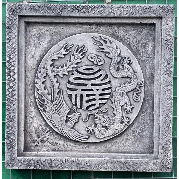 Chinese Dragon and Phoenix Concrete Wall Plaque 8033