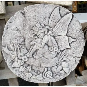 Fairy on Mushroom Concrete Wall Plaque 0547