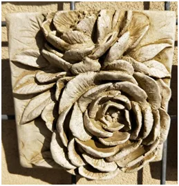 Peony Rose Tile Concrete Wall Plaque 9219