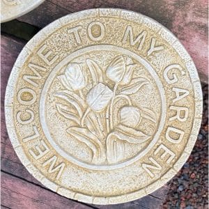 Welcome My Garden Tulips Concrete Wall Plaque