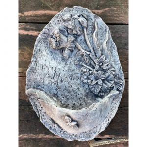 Flowers on Slate Font Concrete Wall Plaque