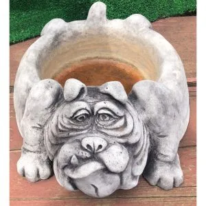 Bulldog Bowl Concrete Dog Bowl 0014