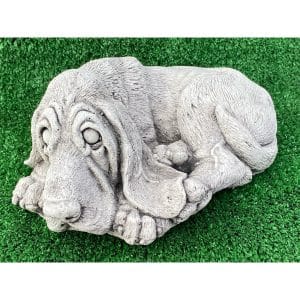 Flat Bloodhound Concrete Dog Statue 0028