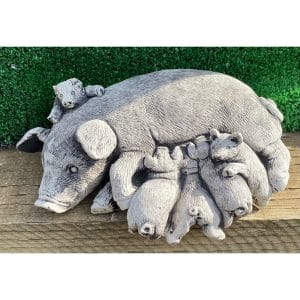 Pig and Piglets Concrete Statue 0041