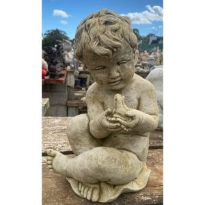 Boy with Frog Concrete Statue 9529