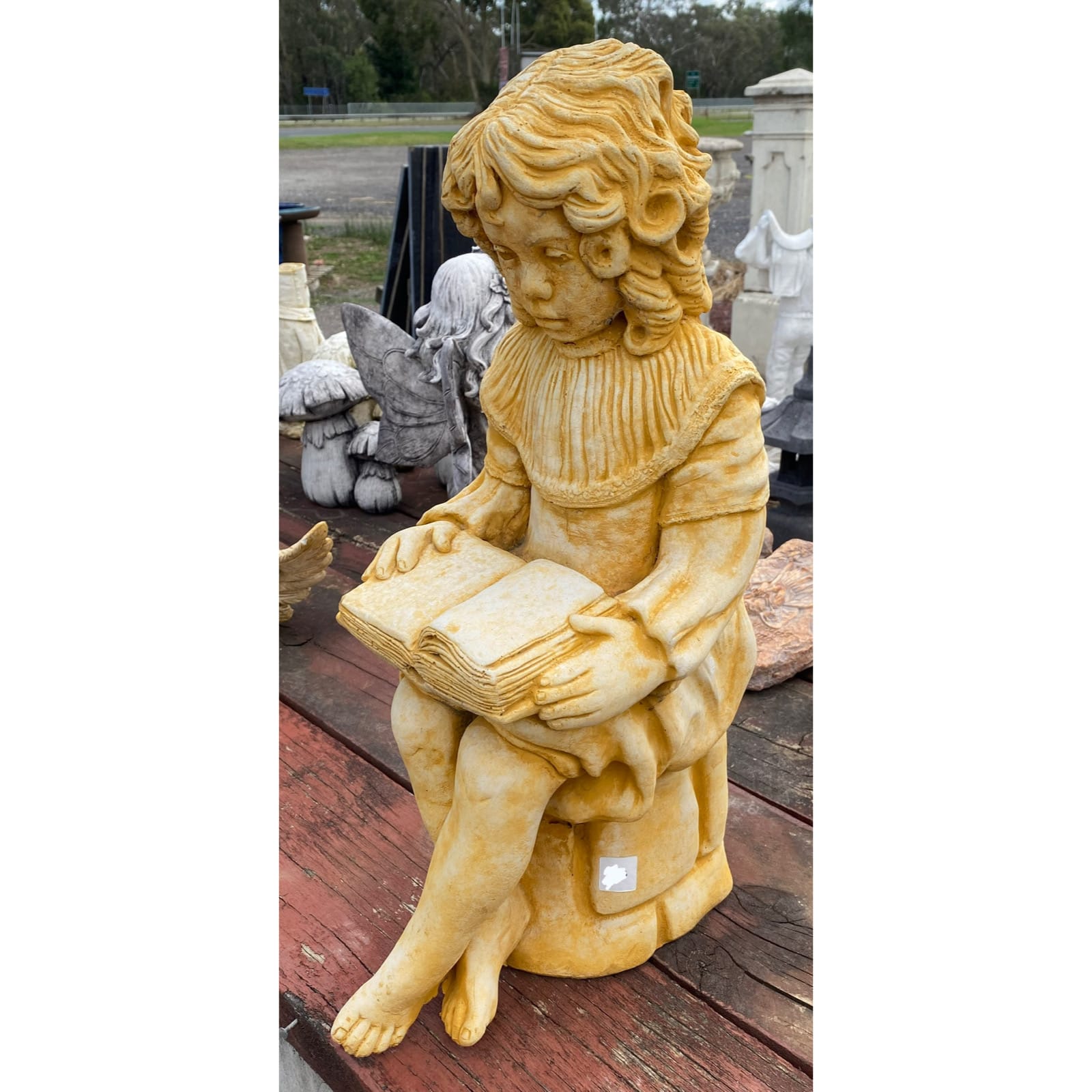 Reading Girl on Seat Concrete Statue 1155