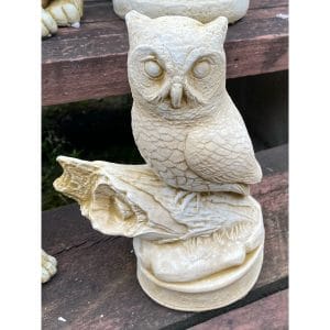 Owl on Log Concrete Bird Statue 0903