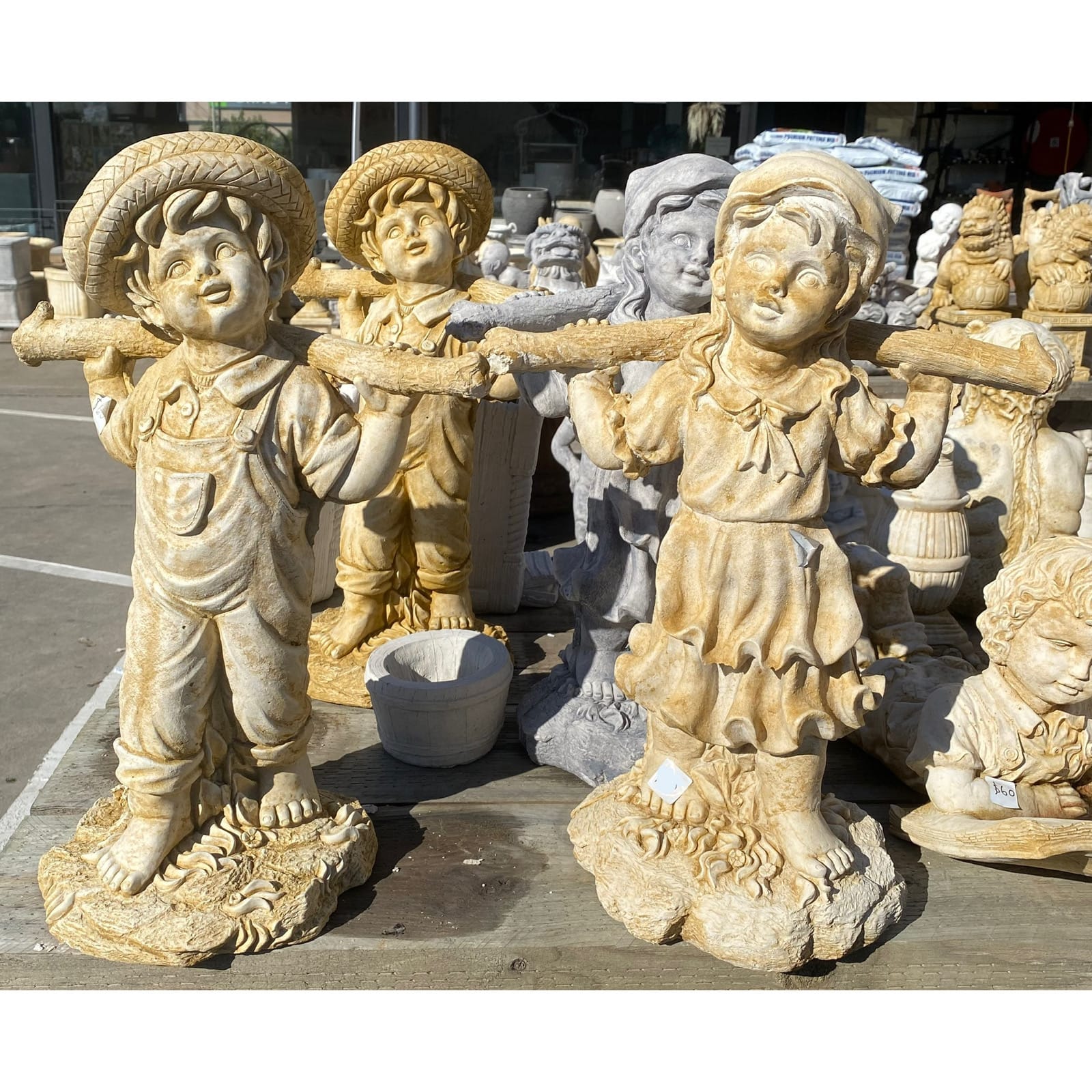 Jack & Jill Concrete Statue Pair 1304 & 1305
