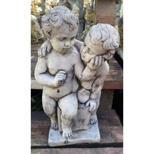 Twin Cherubs Concrete Statue