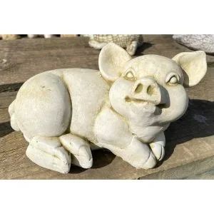 Lying Babe Pig Concrete Animal Statue 0925