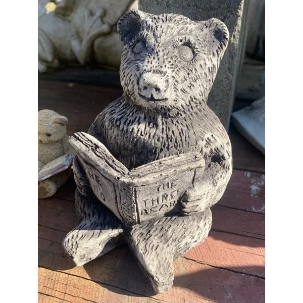 Bear with Book Concrete Statue 9638