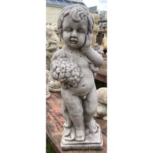 Cherub and Flowers Concrete Statue 0331