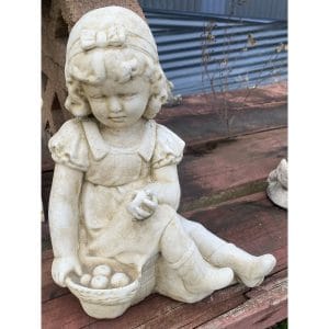 Girl with Basket of Apples Concrete Statue