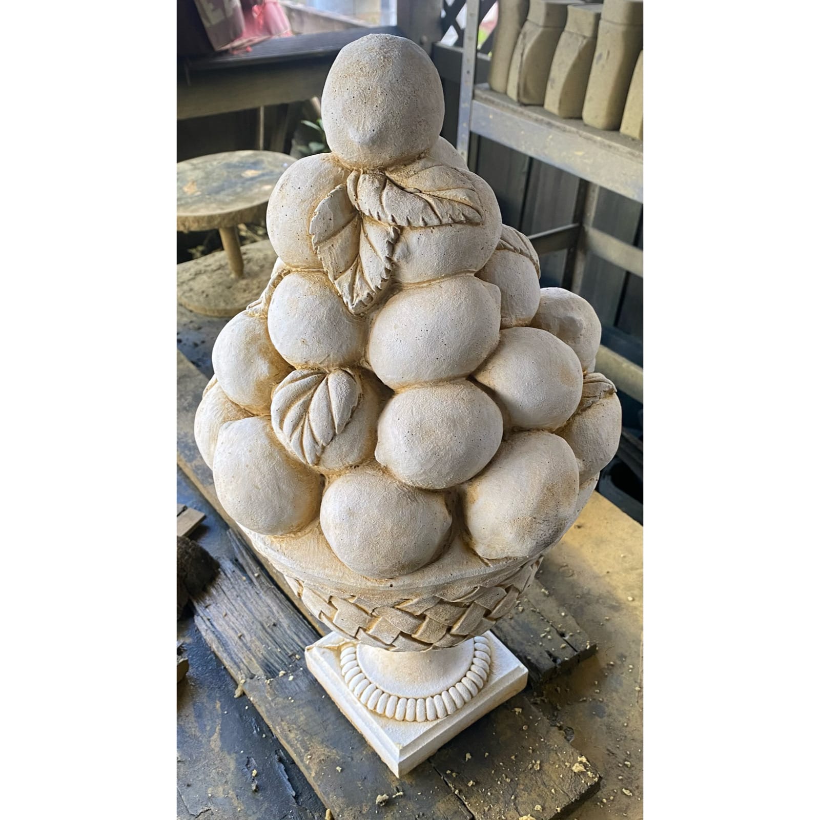 Bowl of Lemons Concrete Finial Statue 9924