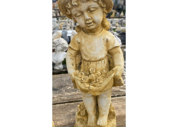 Girl with Roses Concrete Statue 0315