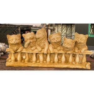 Six Kitties on a Fence Concrete Cat Statue (0134)