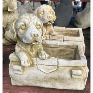 Small Dog in Square Bag Concrete Statue 1060
