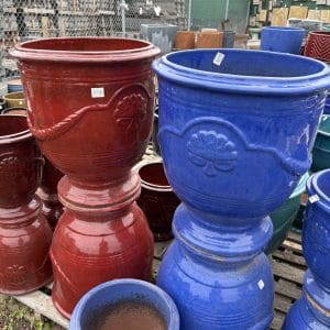 CLEARANCE! Provincial Urns Glazed in Blue, Aqua and Red
